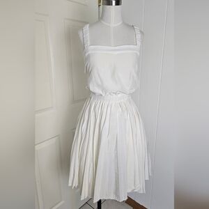 Boy. Band Of Outsiders White Silk Pleated Dress With Pockets Zipper Size EU36